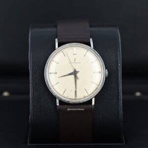 Juvenia Vintage Manual Winding 33mm Dial on Stainless Steel and Brown Strap